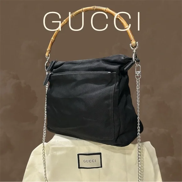 Vintage Gucci soho shoulder bag Black Bag with Bamboo Accent - Picture 7 of 17